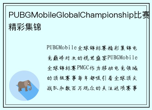 PUBGMobileGlobalChampionship比赛精彩集锦