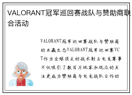 VALORANT冠军巡回赛战队与赞助商联合活动